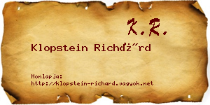 Klopstein Richárd névjegykártya